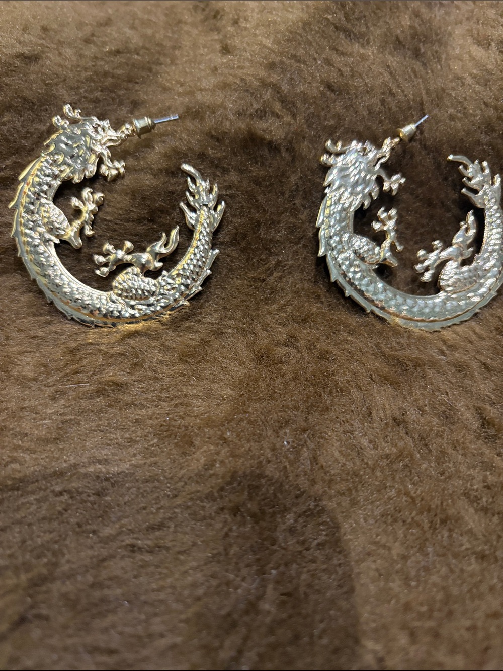 Ornate Gold Dragon Hoop Earrings for Women